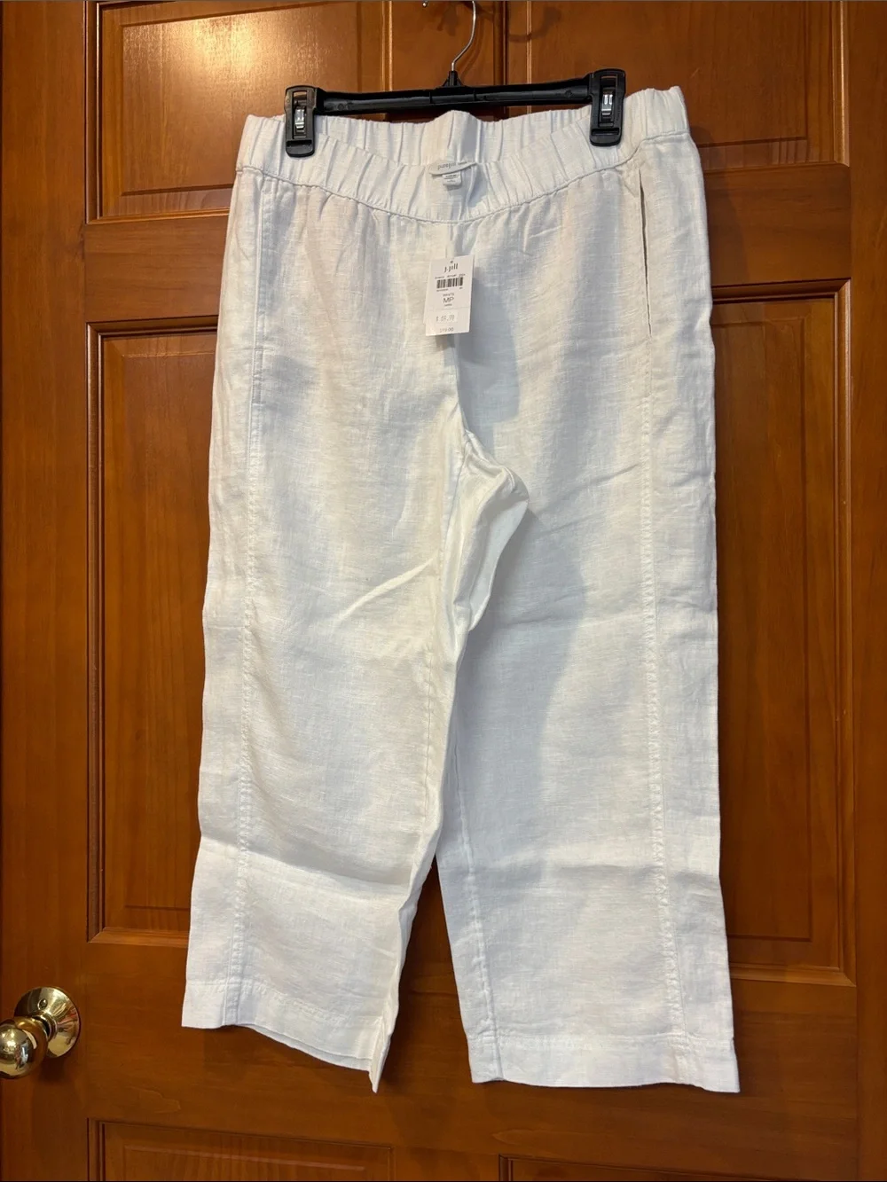 Women’s J. Jill White Pull-On Linen Blend Pants - Picture 1 of 3